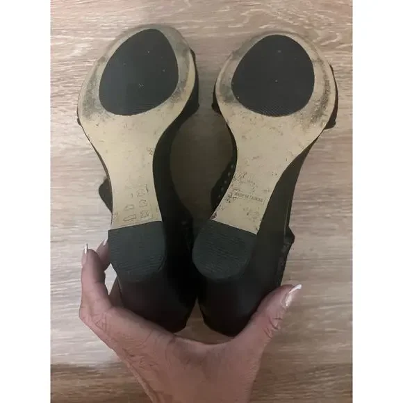 All Black Women's Wedge Toeless Booties Size 8.5 - Picture 11 of 15